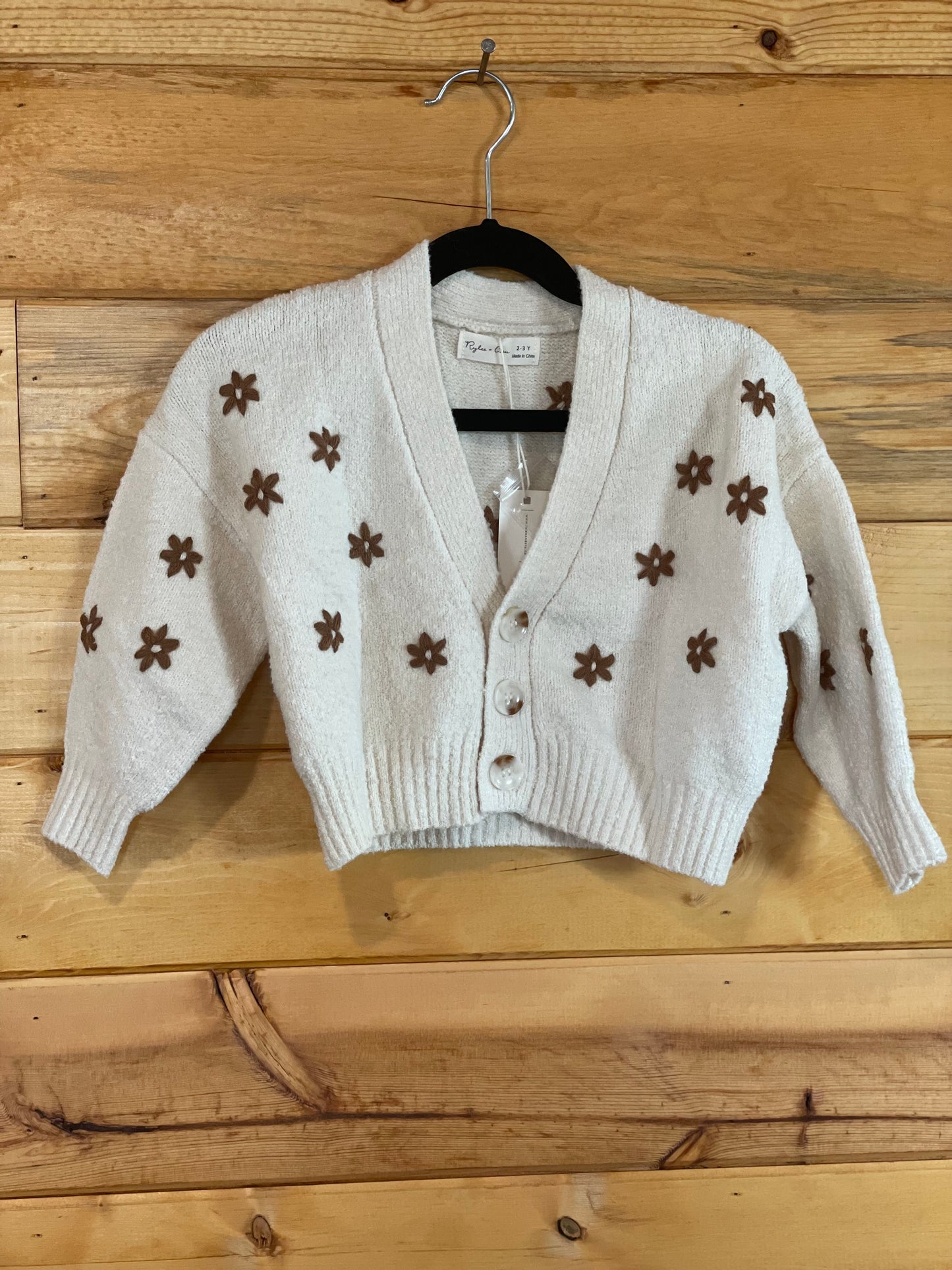 Boxy Crop Cardigan in flowers and natural by Rylee and Cru