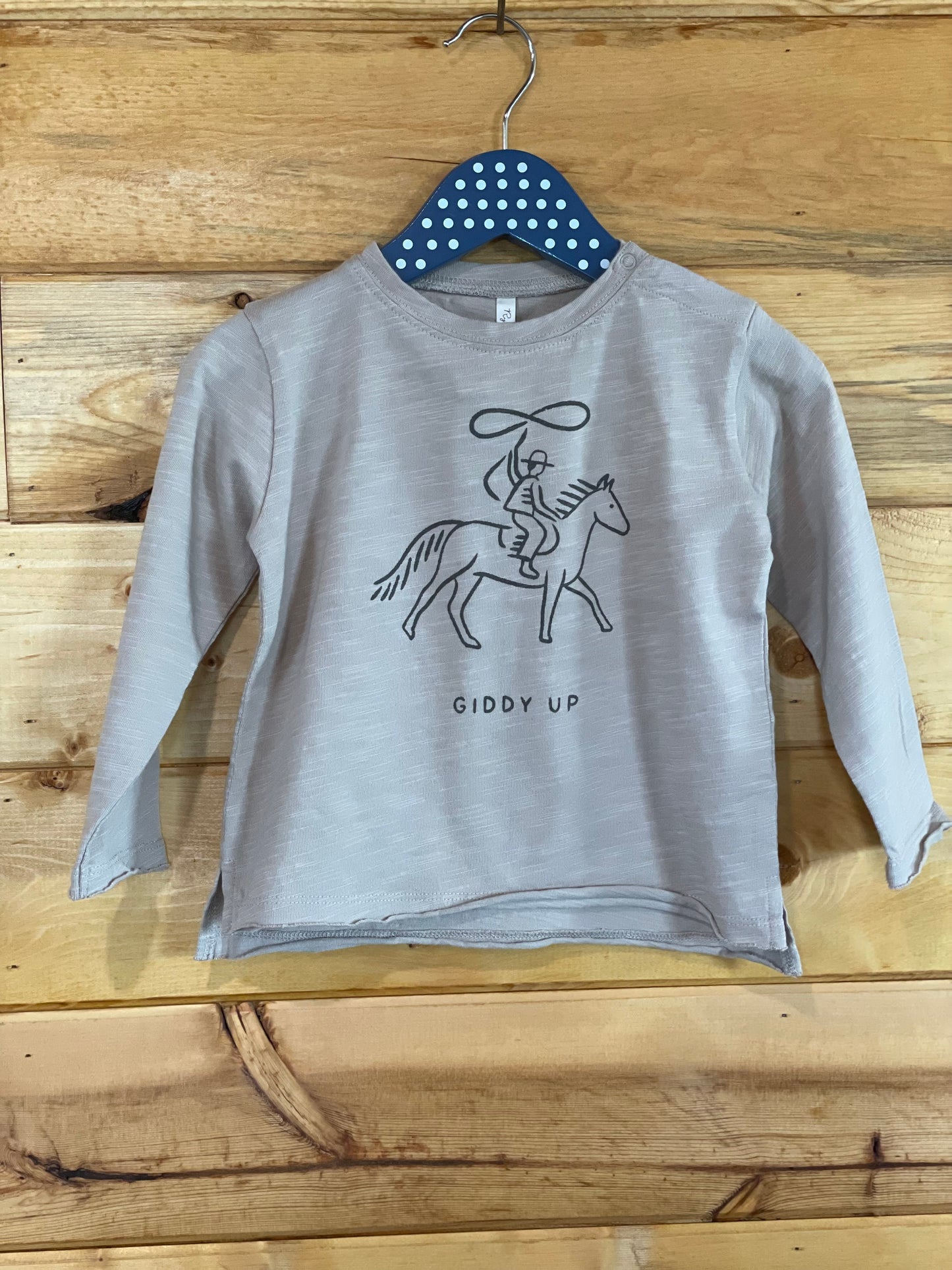 Raw edge giddy up long sleeve tee by Rylee and Cru