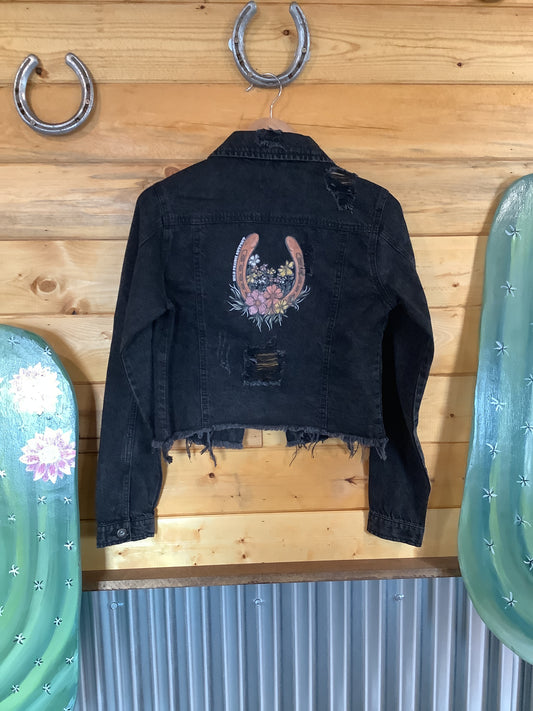 Boho Floral Crop Jean Jacket