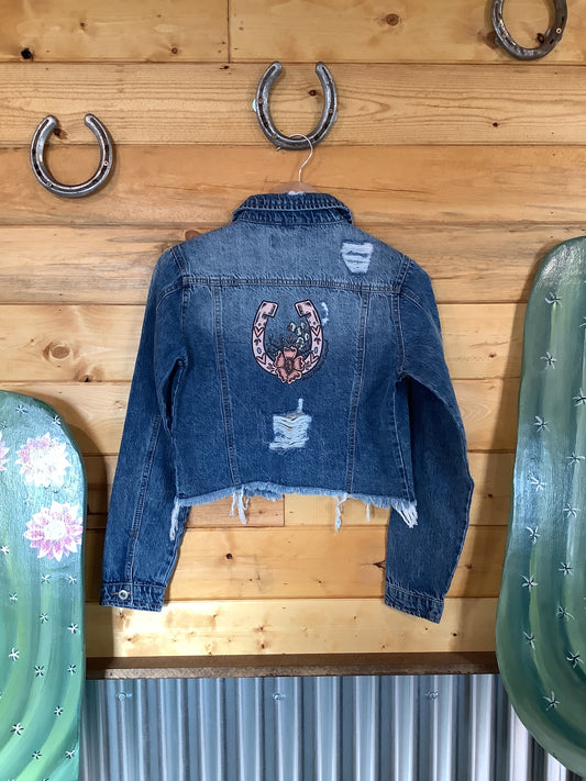 Crop Floral Jean Jacket