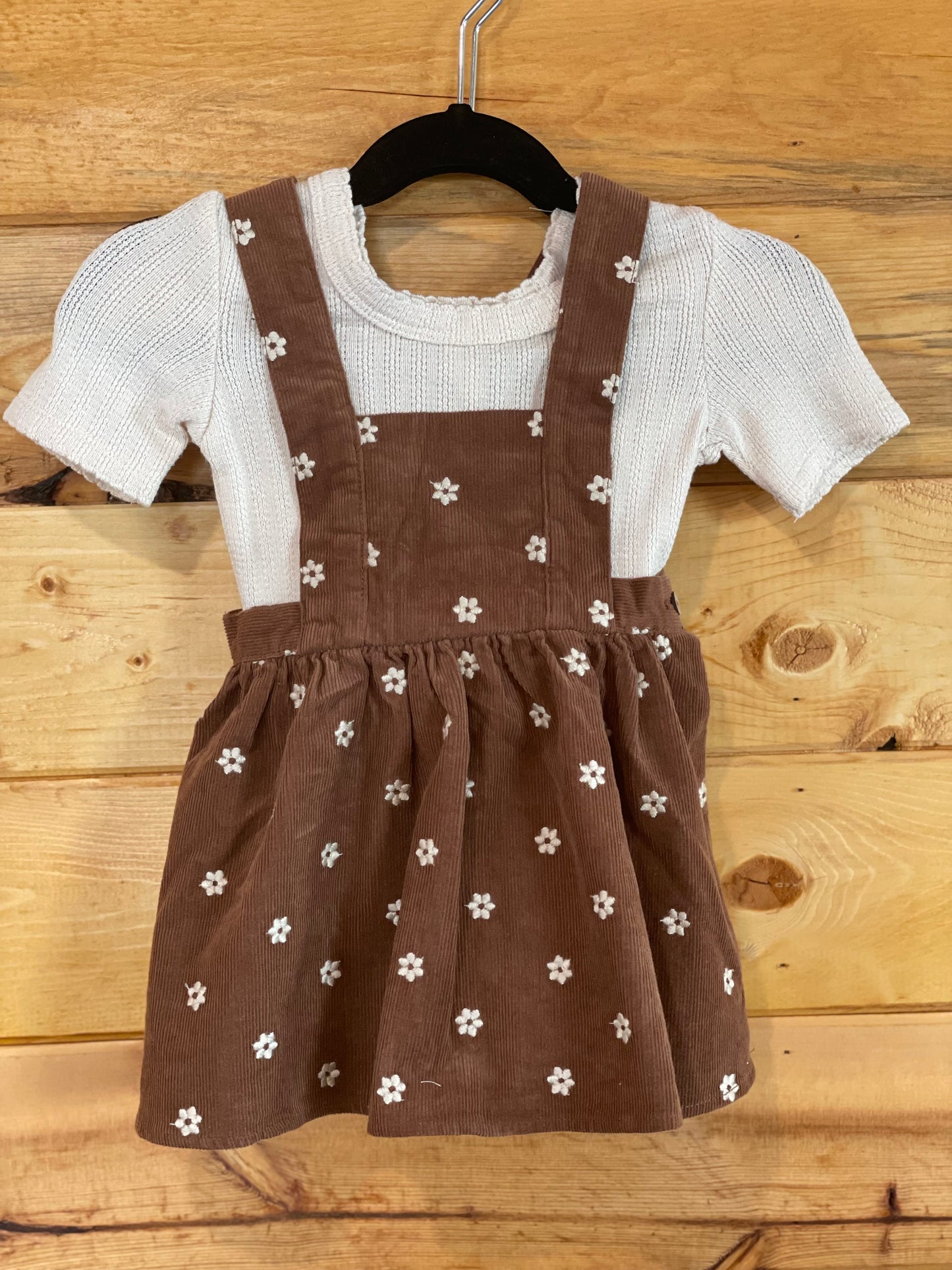 Corduroy Pinafore in floral embroidery by Rylee and Cru