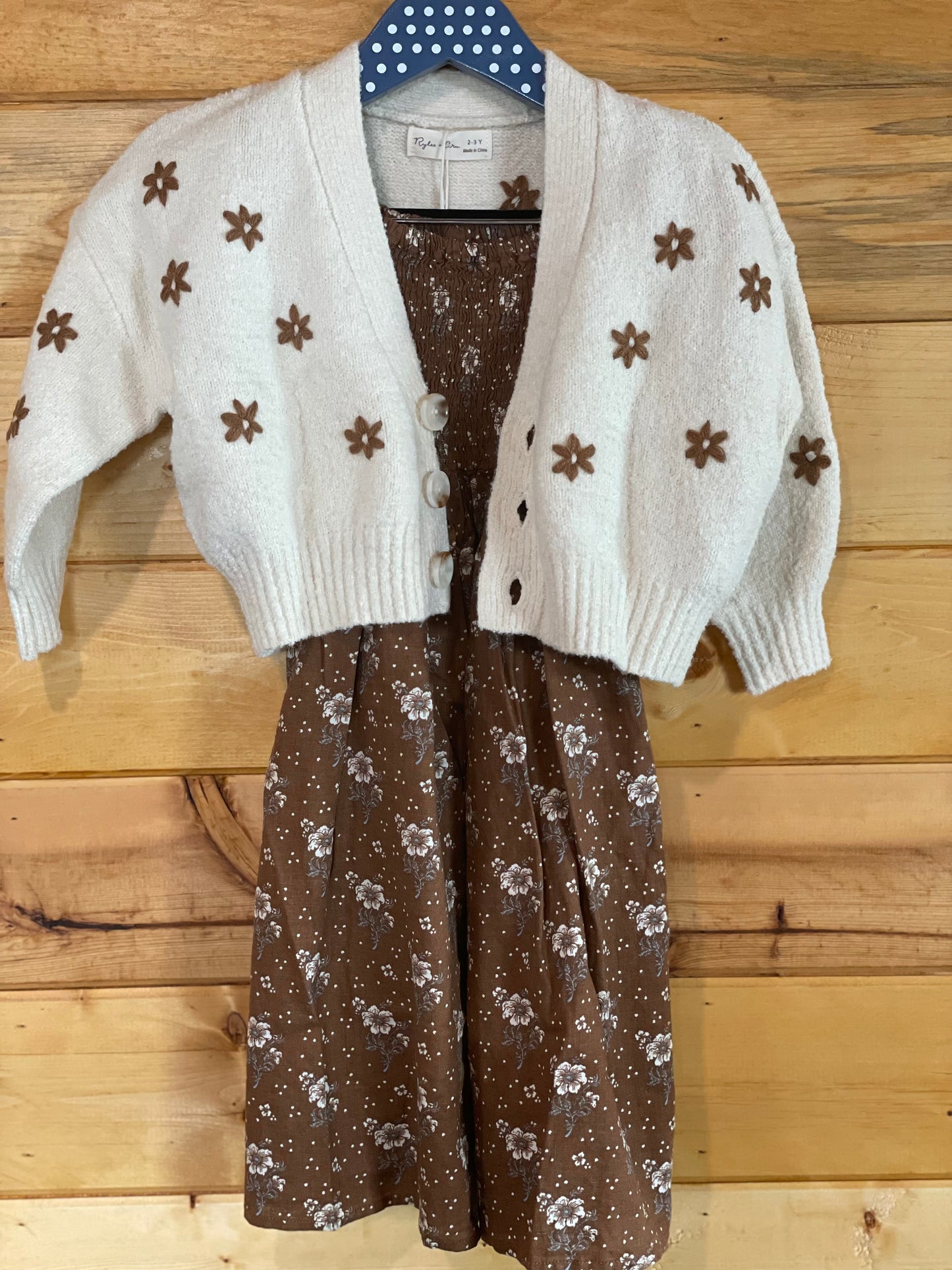 Boxy Crop Cardigan in flowers and natural by Rylee and Cru